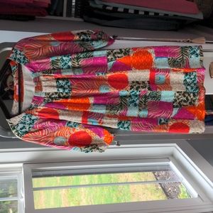 Lilly Pulitzer patchwork pink/orange dress with optional tie belt. Size 10.